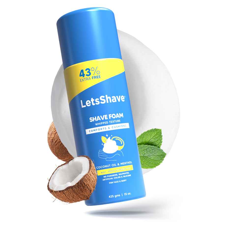 LetsShave Shave Foam | Rust-Proof Bottle | With Coconut Oil| No Paraben & Sulphate