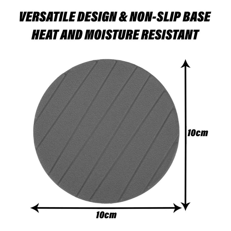 Kuber Industries Coaster | Round Drink Coasters | Foam Tea Coasters | 6 Piece Set | Gray