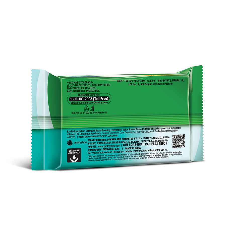 Exo Anti Bacterial Dishwash Bar | Baking Soda for Grease Buster & Power of Bio-Enzymes