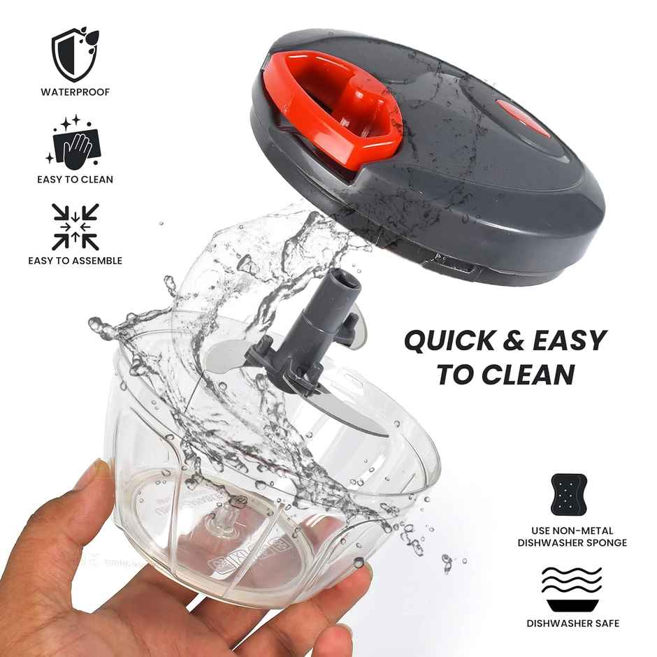 Zedak Plastic Hand-pulled Vegetable & Fruit Chopper | 450 ml | Black & Red - 1 pc