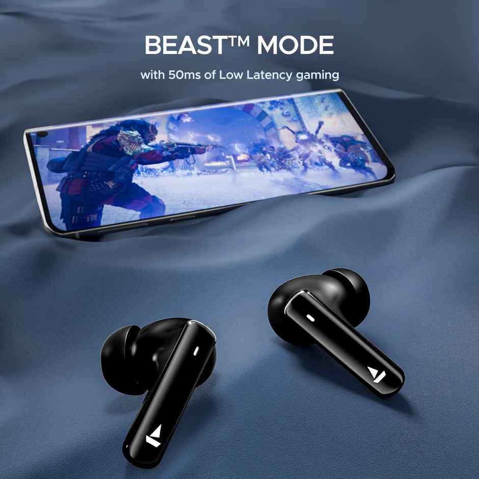 boAt Airdopes 121 Pro Plus TWS Ear Buds with mic,100HRS Battery, 4Mics ENx, 50ms Low Latency, Fast Charge, LED Display, IPX5, v5.3 Bluetooth in Ear Earbuds - Black