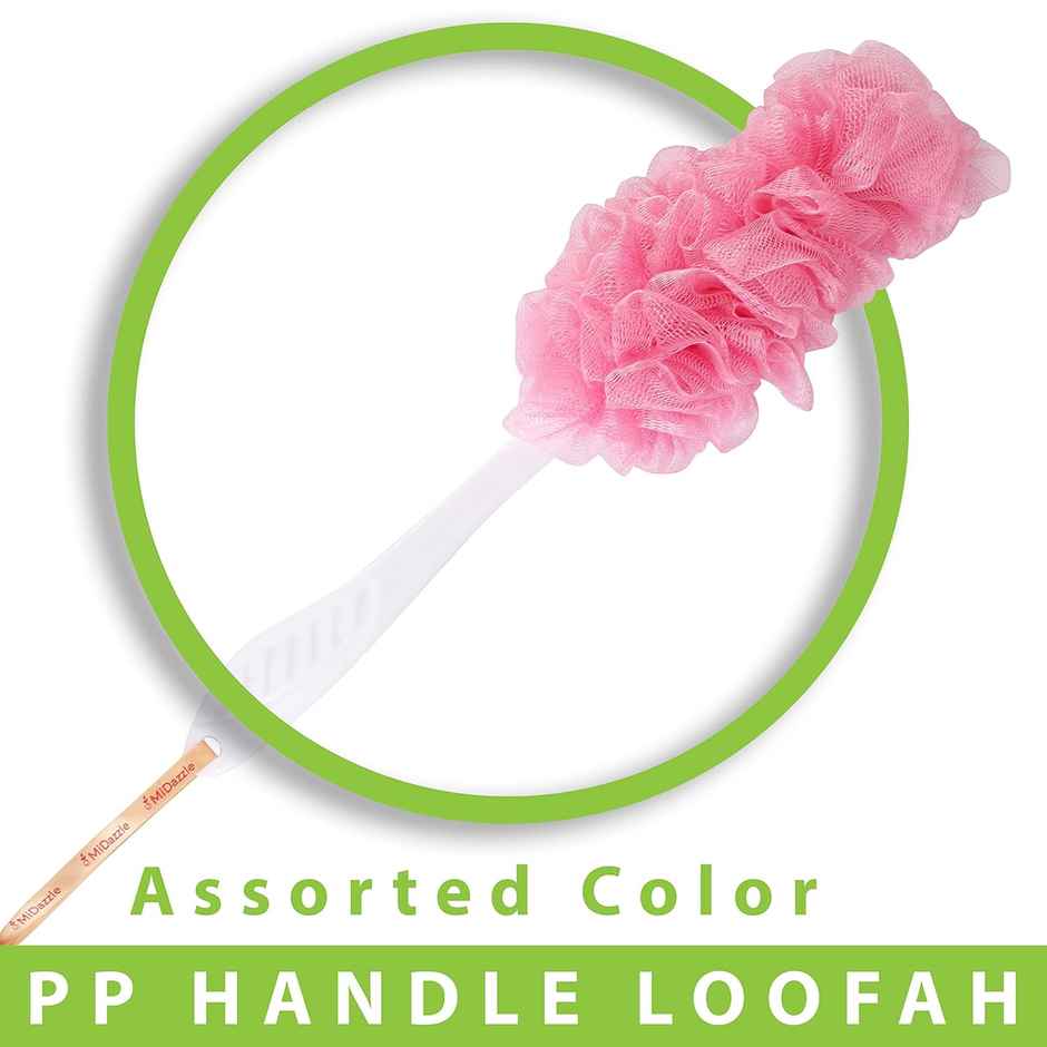 Midazzle Handle Loofah Bath Brush Sponge High Lather Cleansing |MINL6004 | Assorted