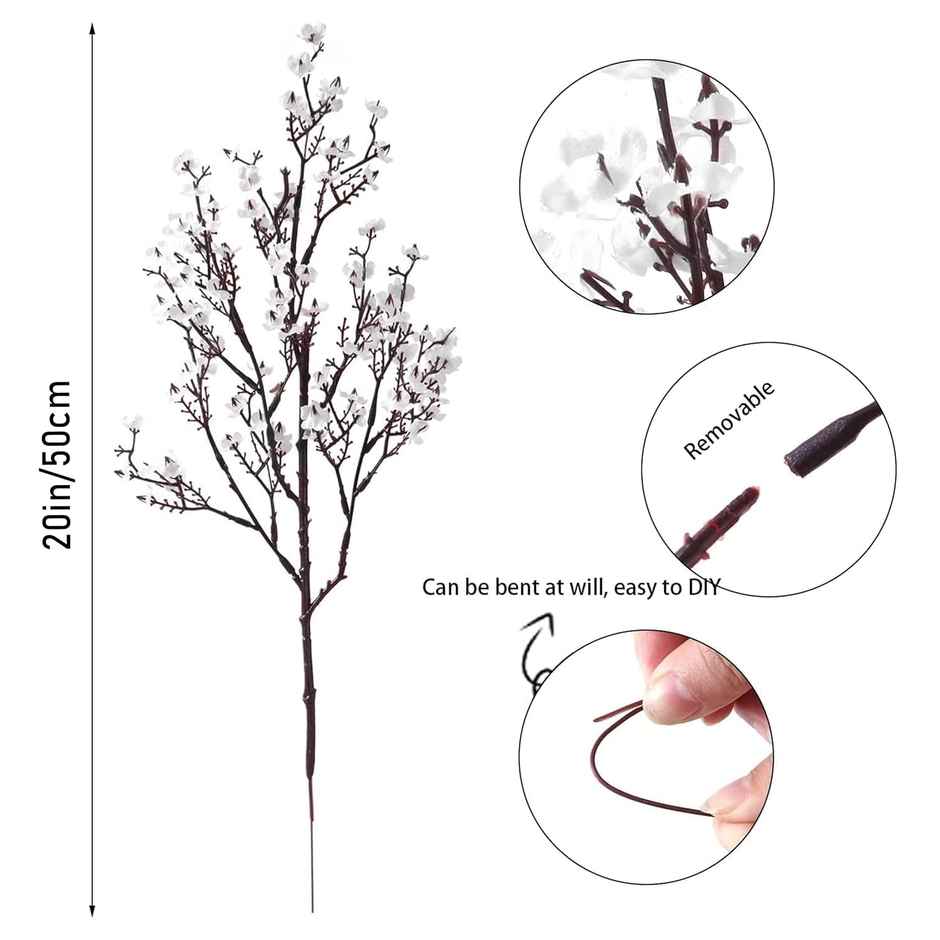 Artificial Baby Breath Gypsophila Flowers Bunch Pack  of 5 | Vase Not Included | Tied Ribbons