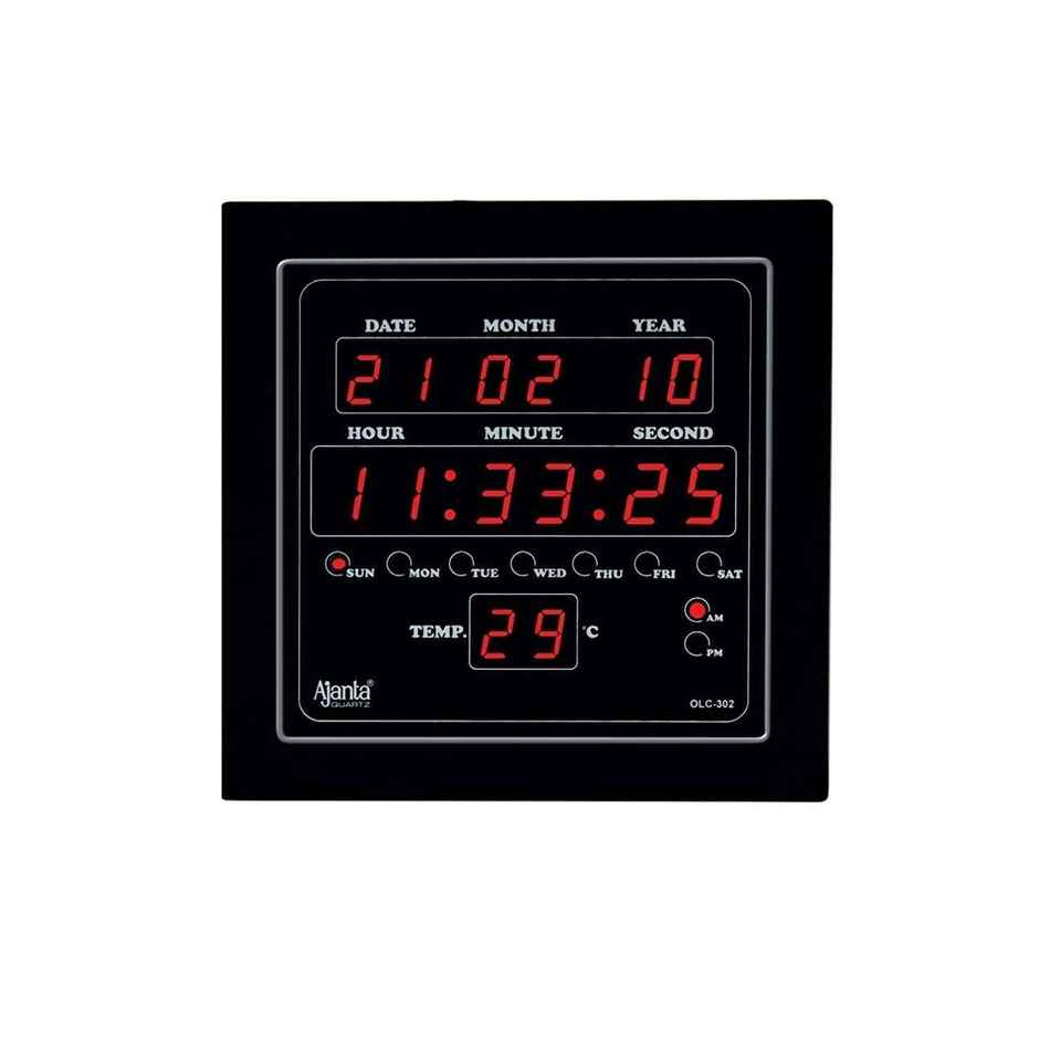 Ajanta Quartz Digital Red LED Square Wall Clock OLC - 302 ( 25.4 x 25.4 x 3.5 cm | Plastic)