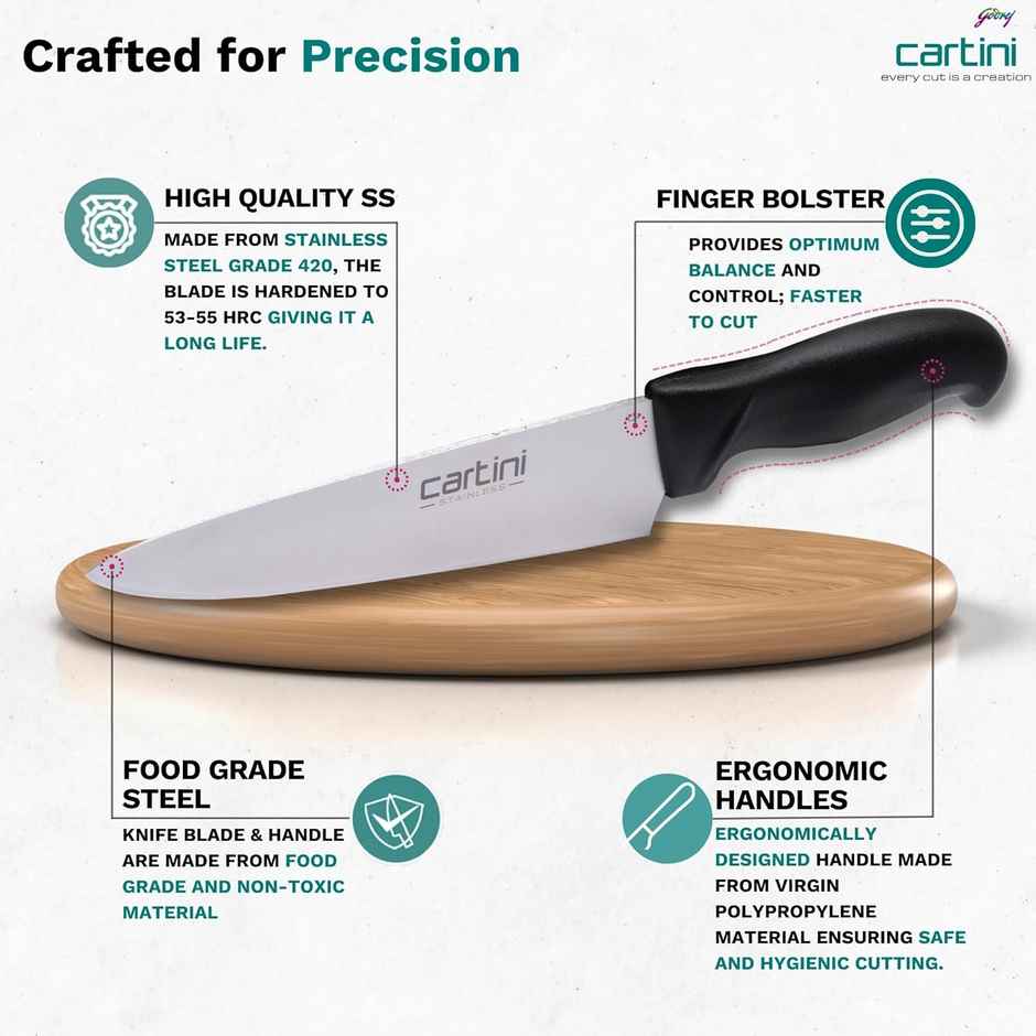 Godrej Cartini Classic Chef Knife Small - Black