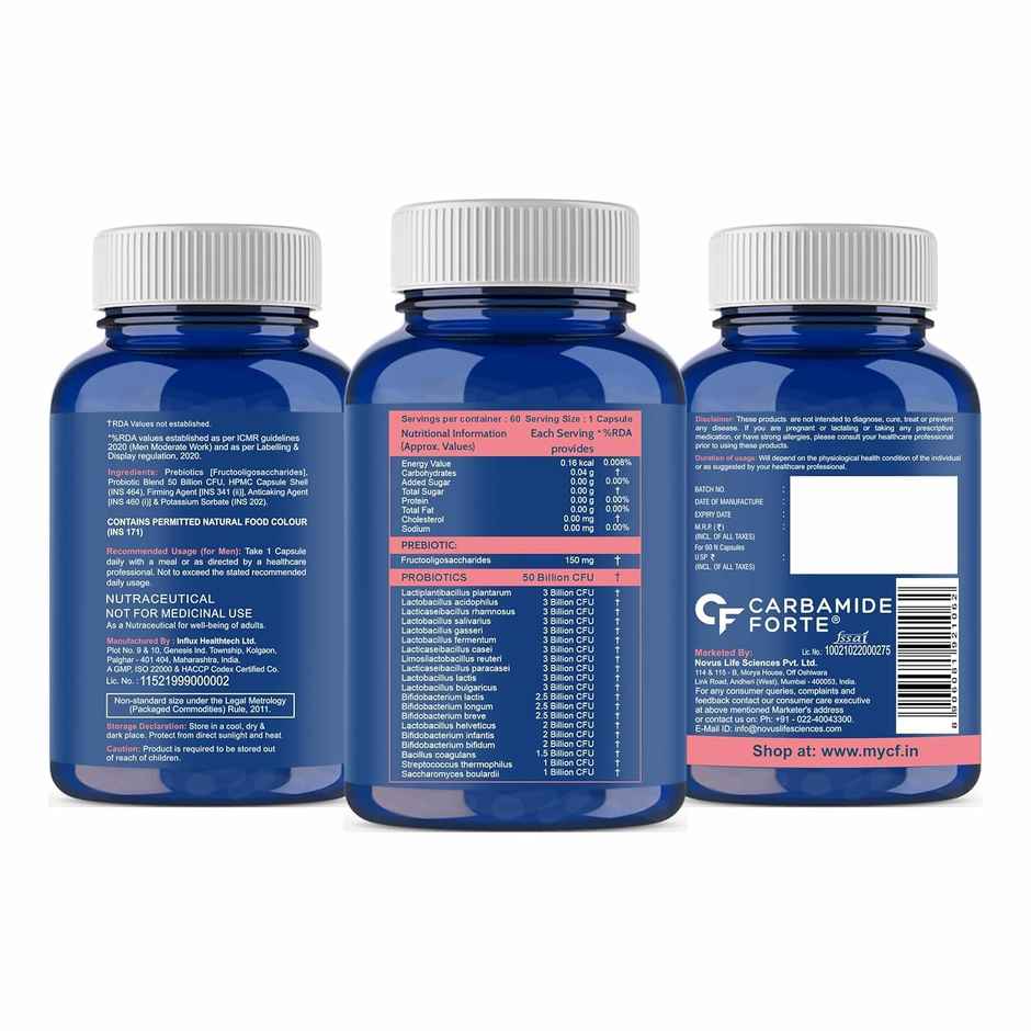 Carbamide Forte Probiotics Supplement 50 Billion CFU Gut Health Supplement with Probiotic Gutcleanse
