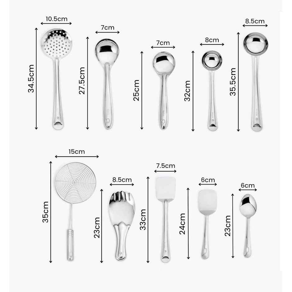 Buy Classic Essentials Stainless Steel Cooking and Serving Spoon Set 10 ...