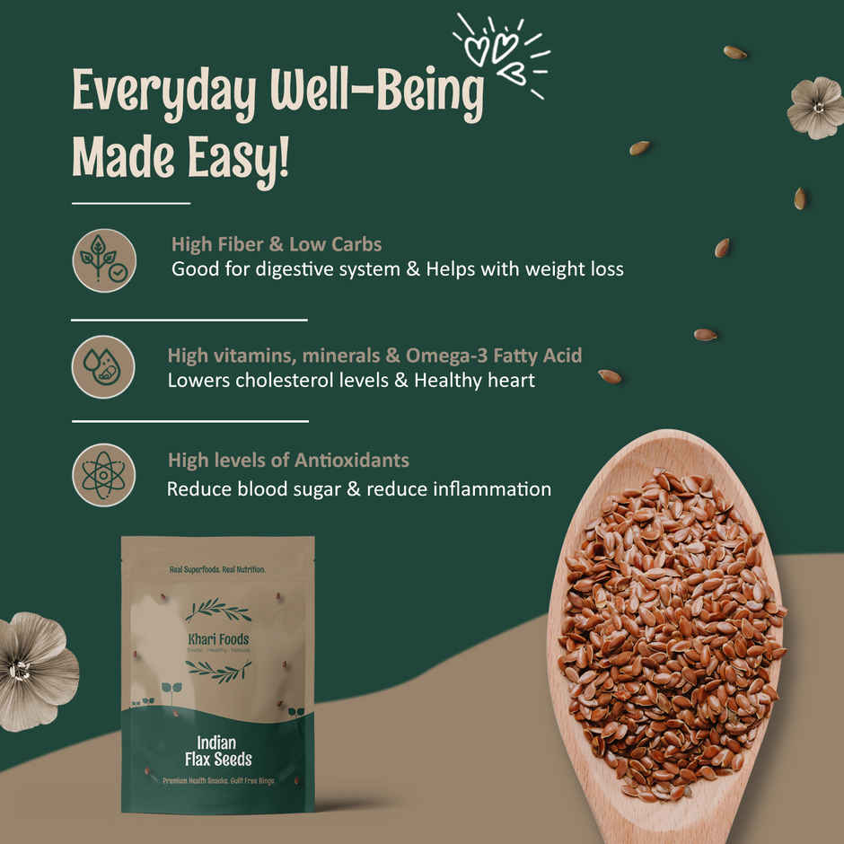Khari Foods Premium Flax Seeds | Seeds for Eating | Source of Iron & Fibre