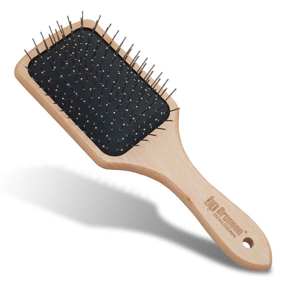 Bronson Professional Paddle Hair Brush Wooden With Steel Bristles