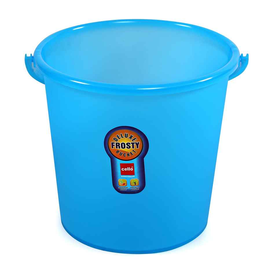 Cello Plastic Frosty Delux Bathroom Bucket 18 Liters, Blue | Easy Grip Handles