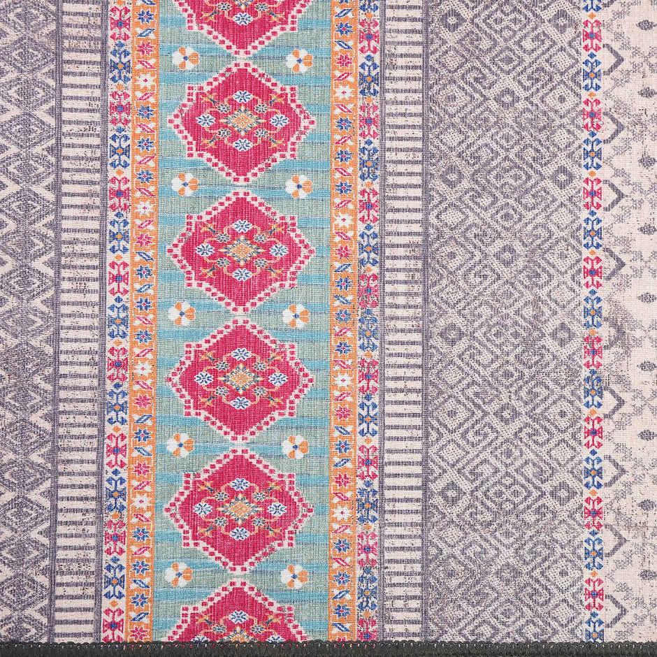 Status Ice Velvet Floor Runner | 2 Ft x 4 Ft | Ethnic Print | Pink