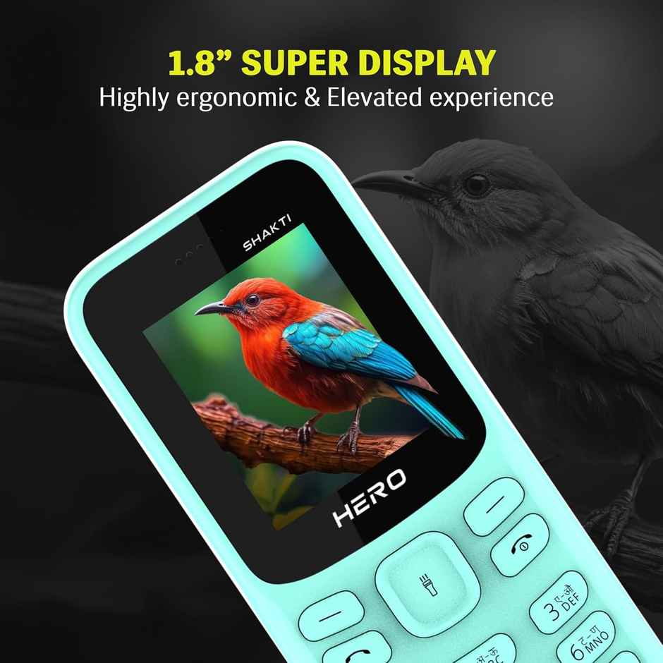 Lava Hero Shakti 2025 Dual Sim Keypad Mobile Phone with Vibration Alert |1.8" Display | Mint Green