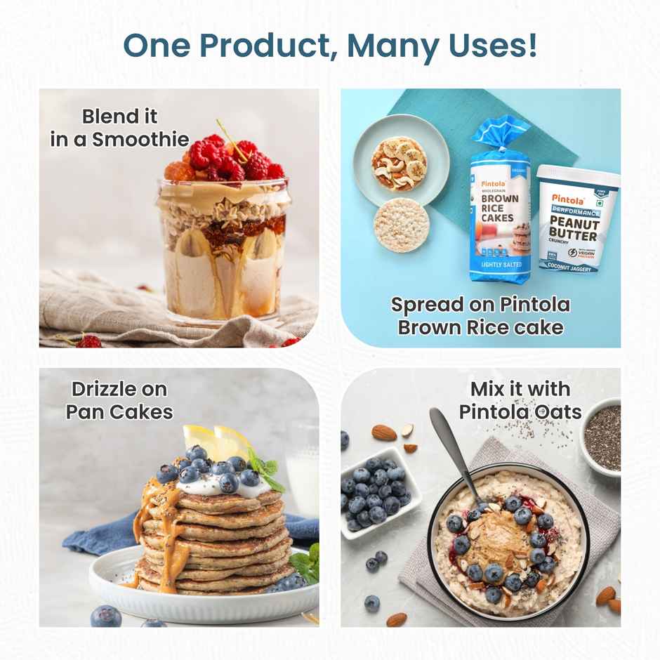 Pintola Coconut Jaggery Performance Series Peanut Butter (Crunchy) VEGan Protein 28% Protein