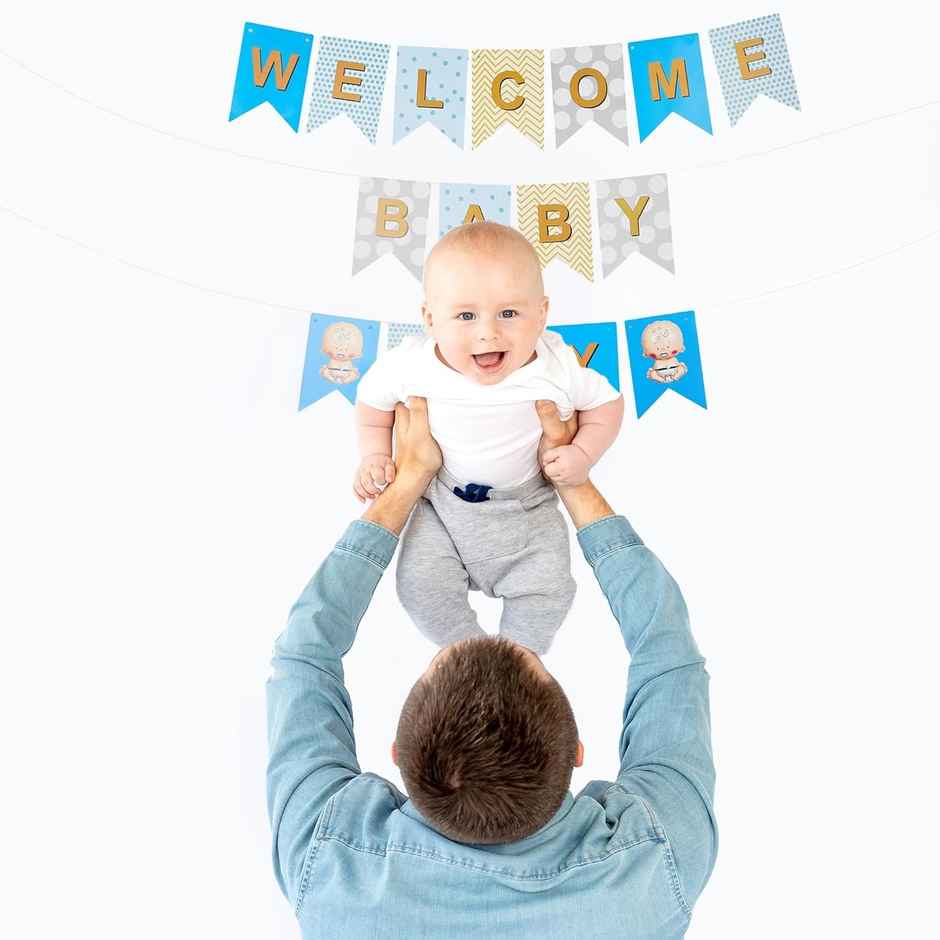 Just Party Welcome Baby Boy Theme Foil Balloon Banner Combo