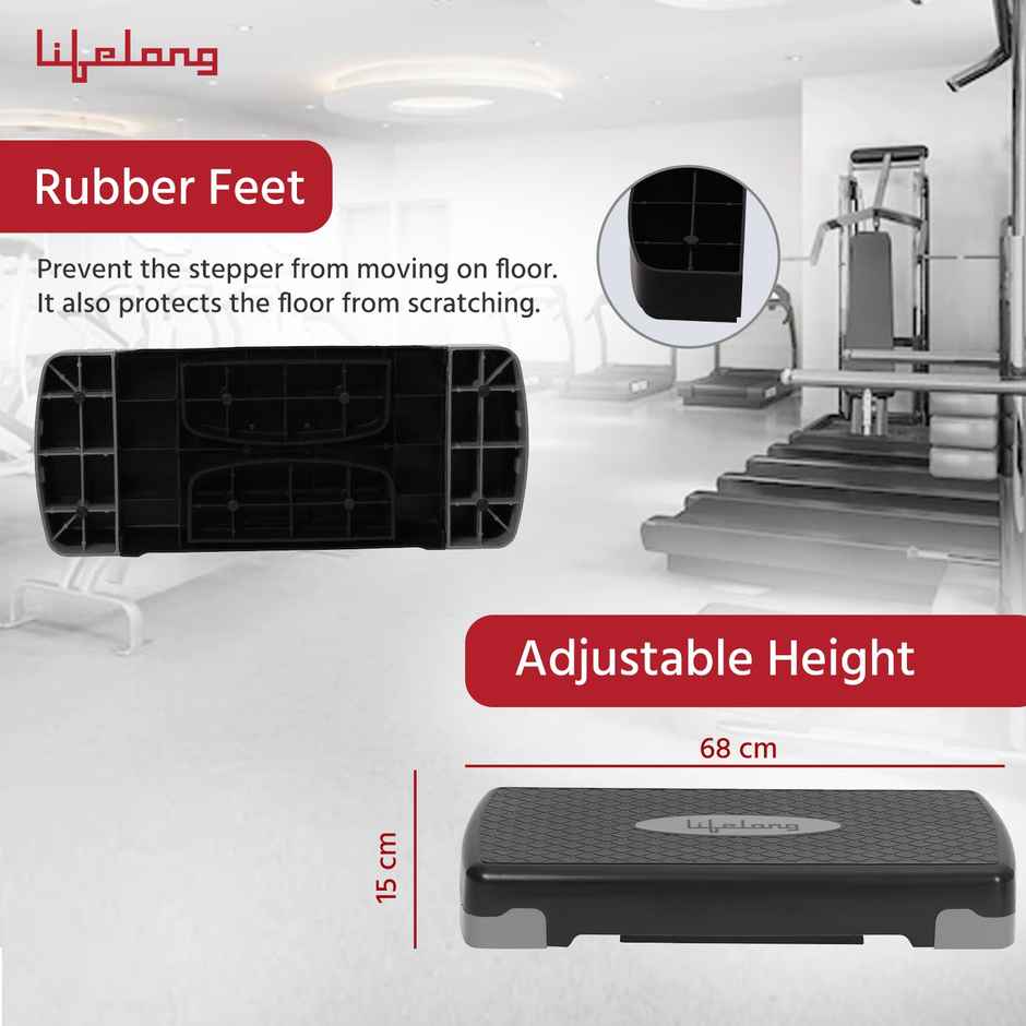 Lifelong Exercise Stepper | Max Weight Capacity 200 kg | Black and Grey