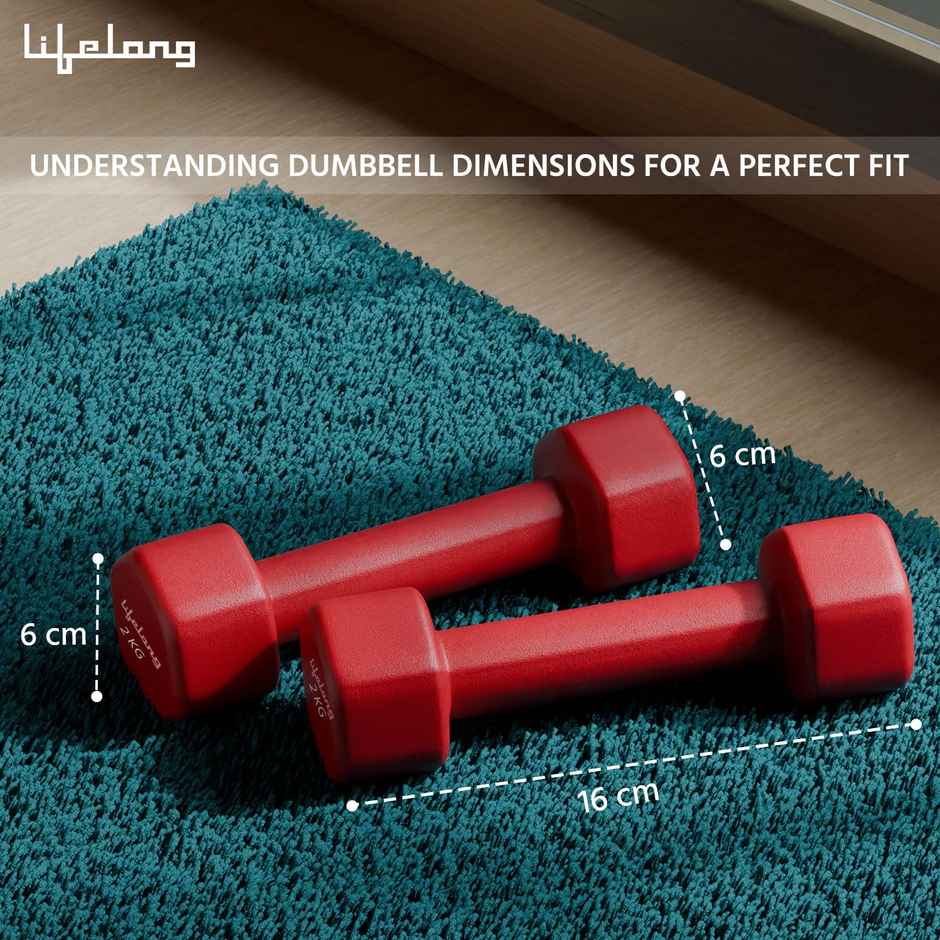 Lifelong Neoprene Dumbbells for Home Workout | Red | 2 x 2 kg
