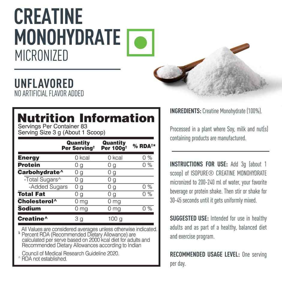 Isopure Creatine Monohydrate Micronized Increase Lean Muscle Mass