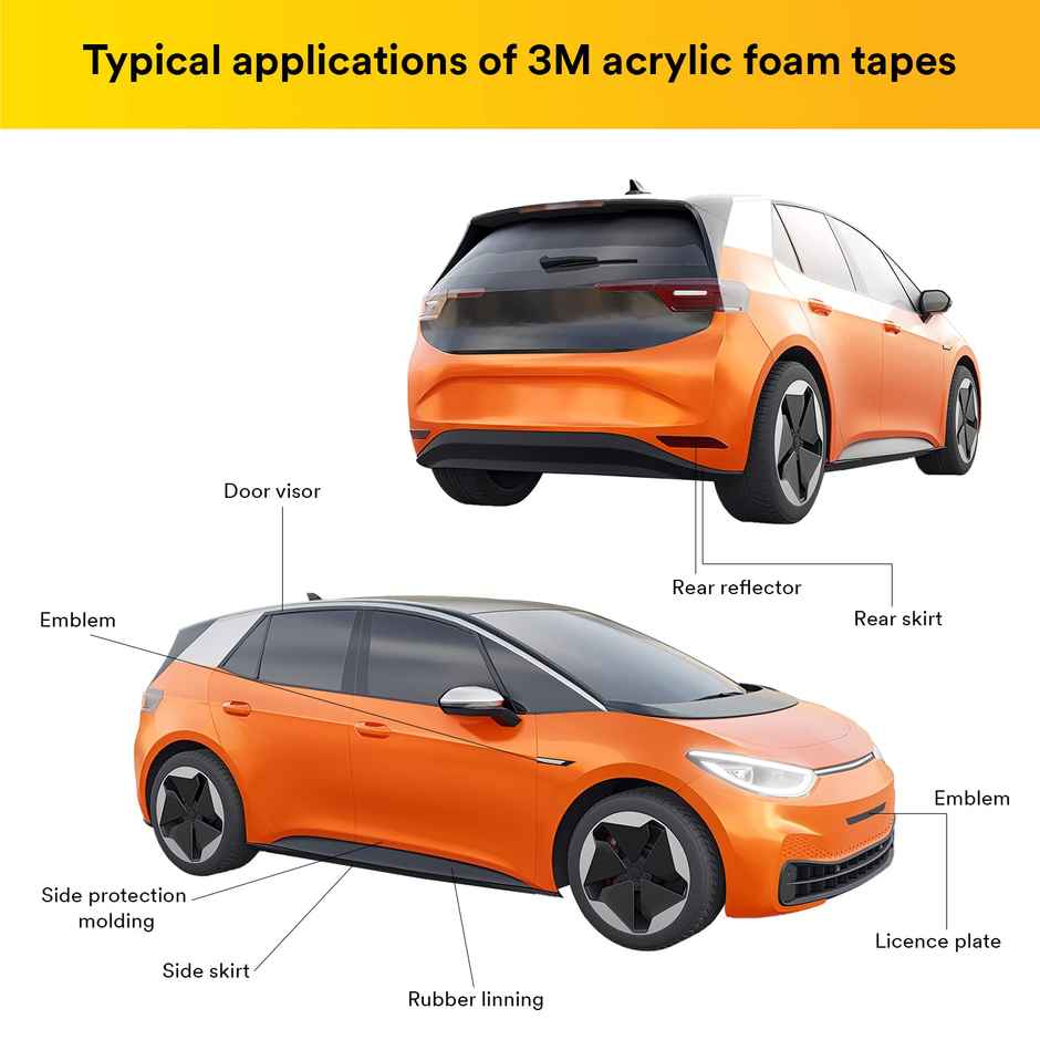 3M Attachment Tape for Stronger Bonding, Interior & Exterior Use (12mmX4m, Grey, Pack of 1)