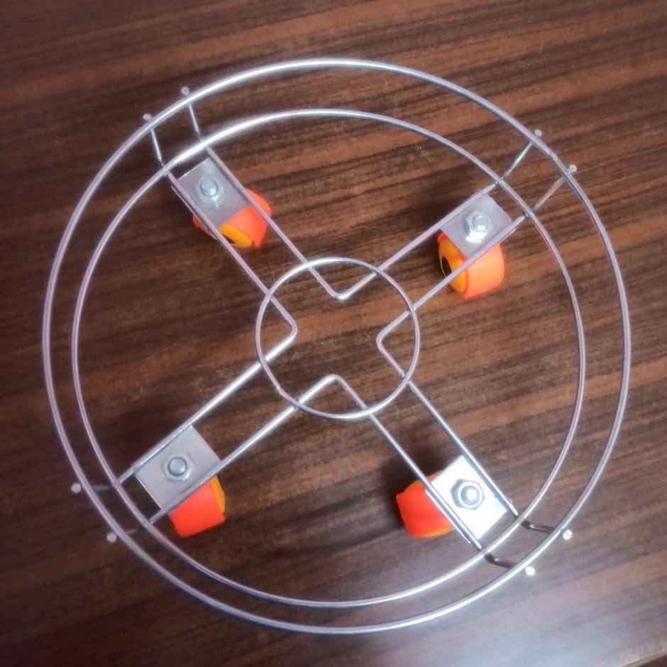 Kuber Industries Stainess Steel Gas Cylinder Trolley | 4 Rollers