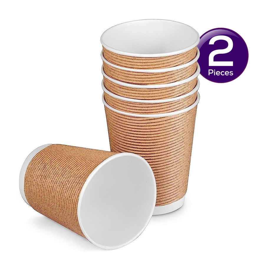 Vinay Trading Rippled Paper Glass | 150 ml | Set Of 25 - Assorted Combo