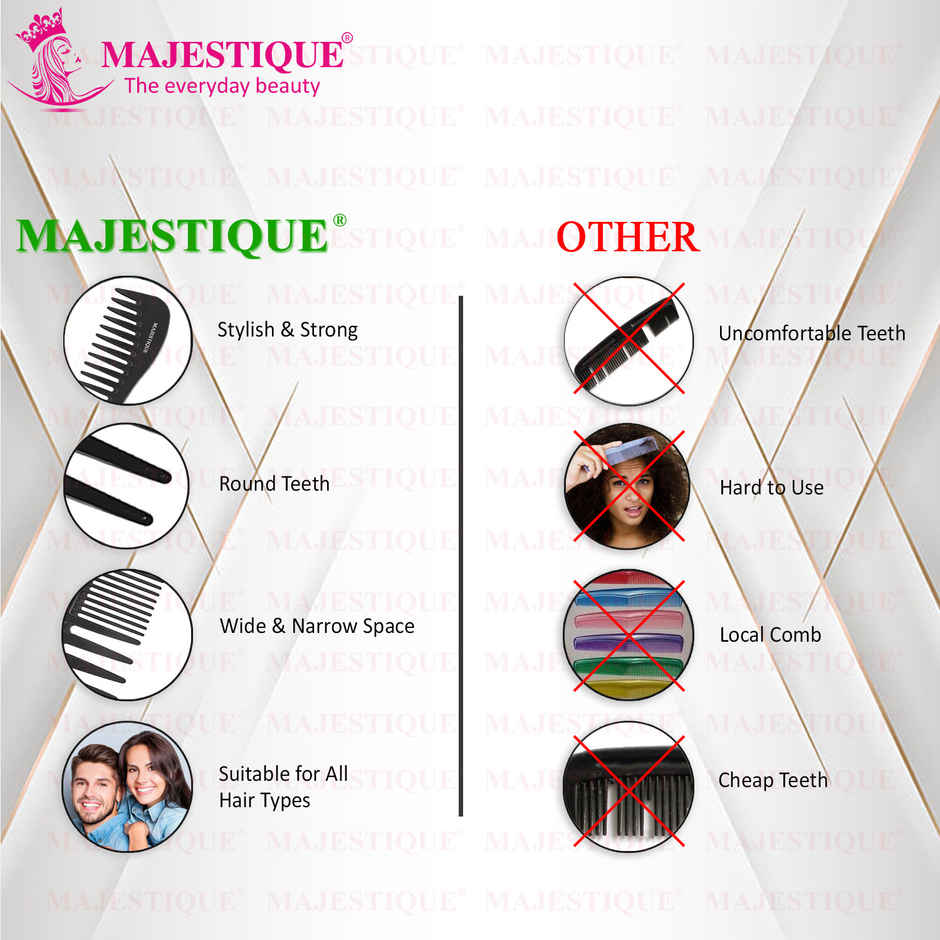 Majestique Professional 7.4 Inch Big Anti-Static Comb | Suitable for All Hair Types | Black