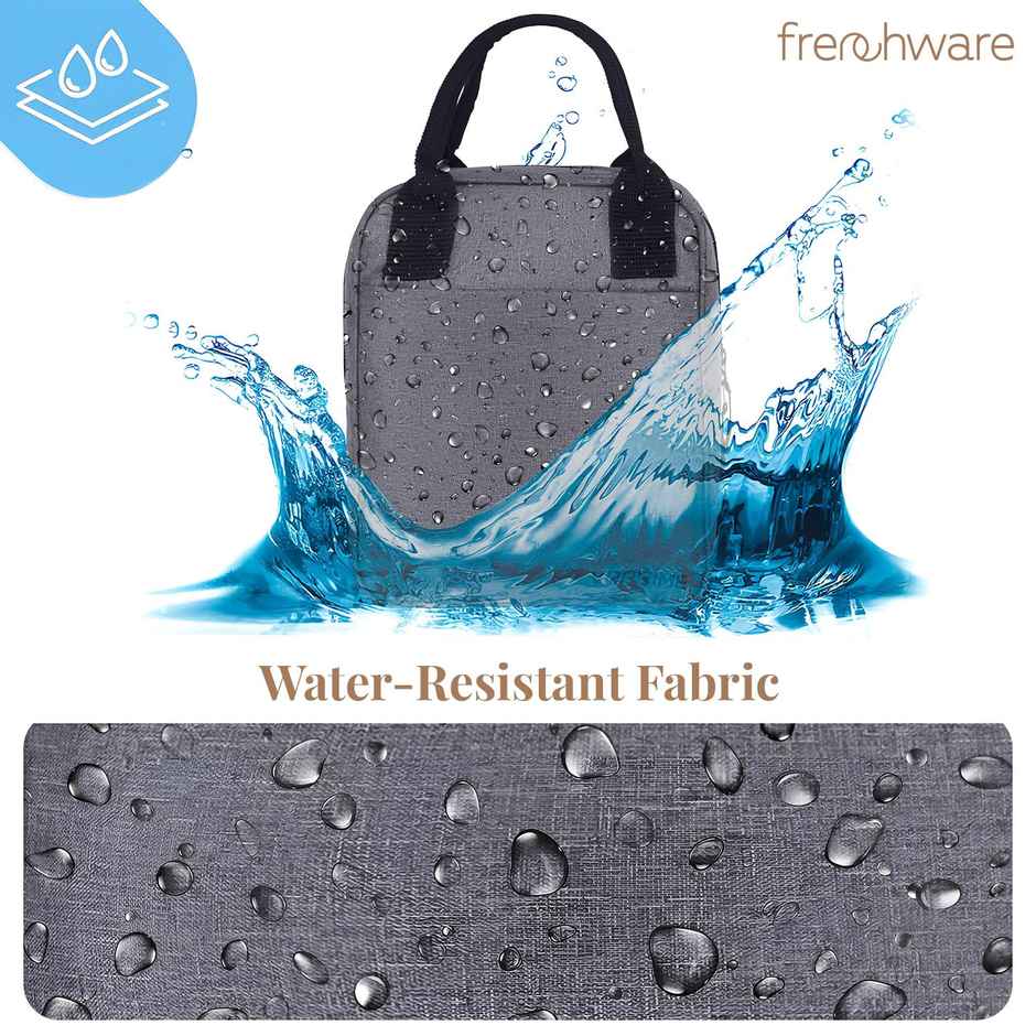 Frenchware Insulated Nylon Lunch Bag, Office Tiffin Bag | 7 L, 15 kg capacity - Grey