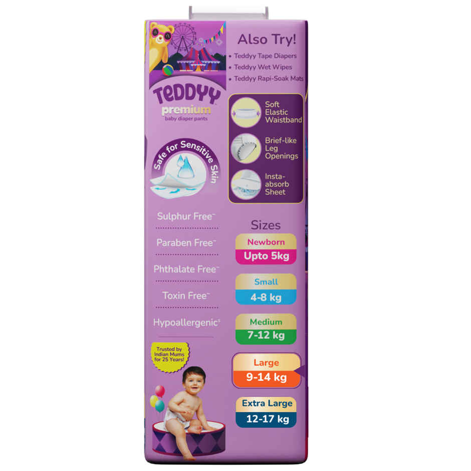 Teddyy Baby Diaper Premium Pants Large | 9-14 kg | 32 Counts