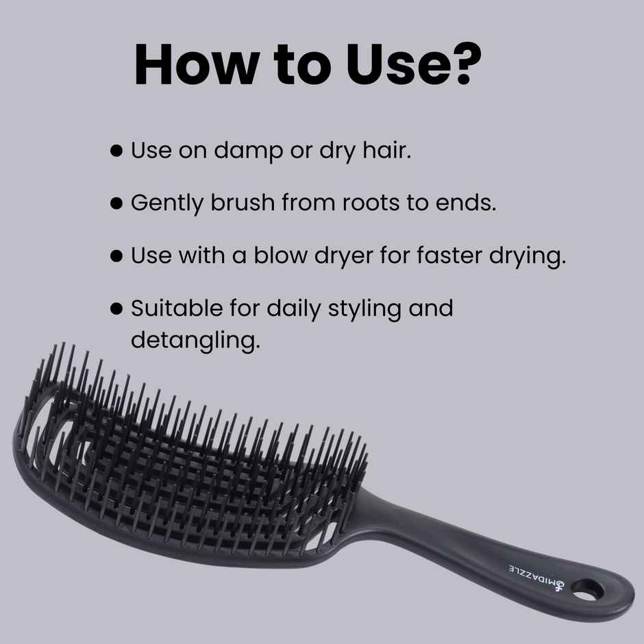 Midazzle Premium Gradient Black 3D Hair Brush |MIHB0015