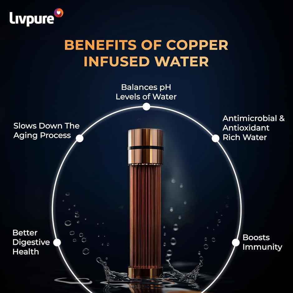 Livpure Glo Star Copper Water Purifier | 8 Stage Advanced Purification | RO+UV+UF Copper