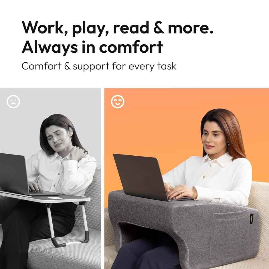 Frido Ultimate Lap Desk Pillow | Portable | Ergonomic | Grey