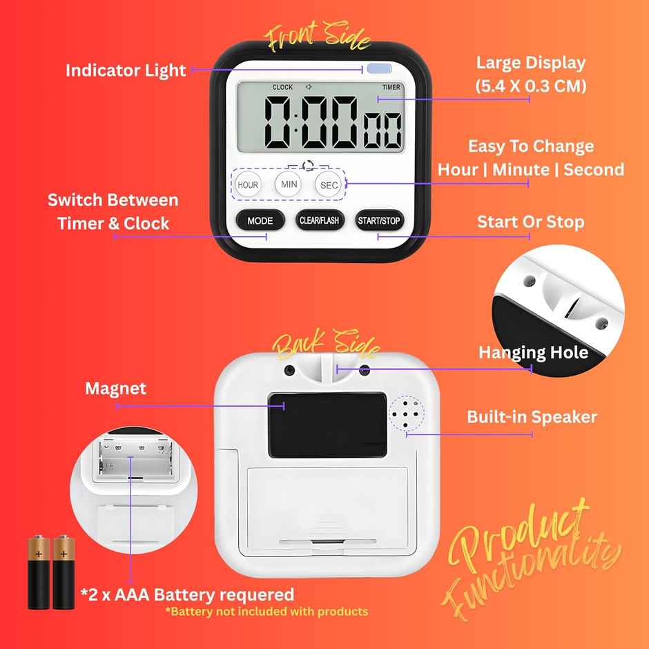 Perpetual Digital Alarm Clock with Magnet and Timer