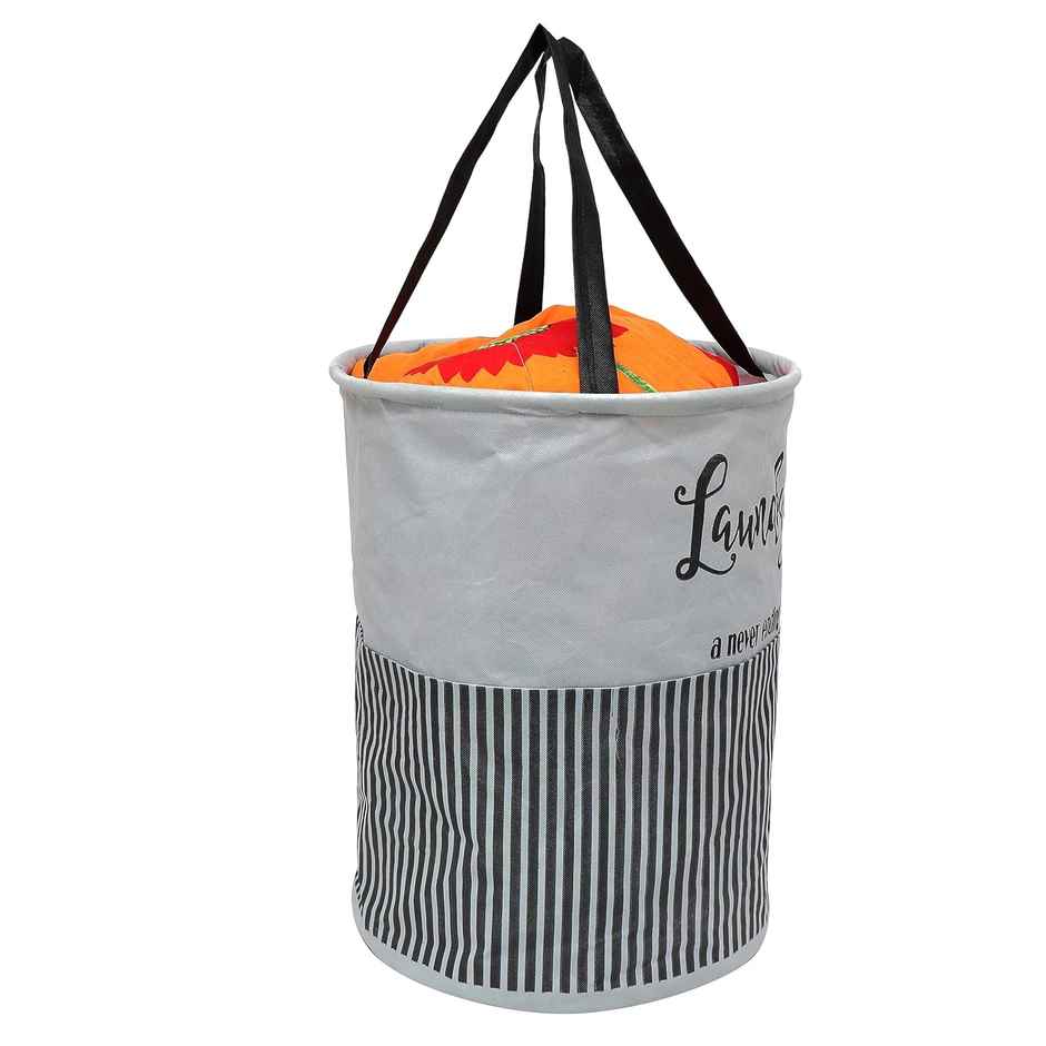 Perpetual Waterproof Laundry Cloth Basket, 2 Pcs, 45L, Foldable with Handle (Grey)