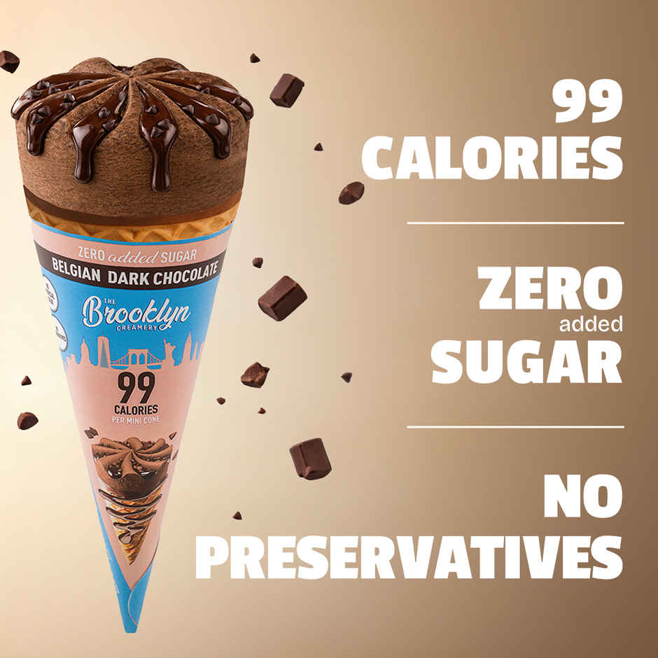 The Brooklyn Creamery Belgian Chocolate Mini Ice Cream Cone | Low Calorie Zero Added Sugar