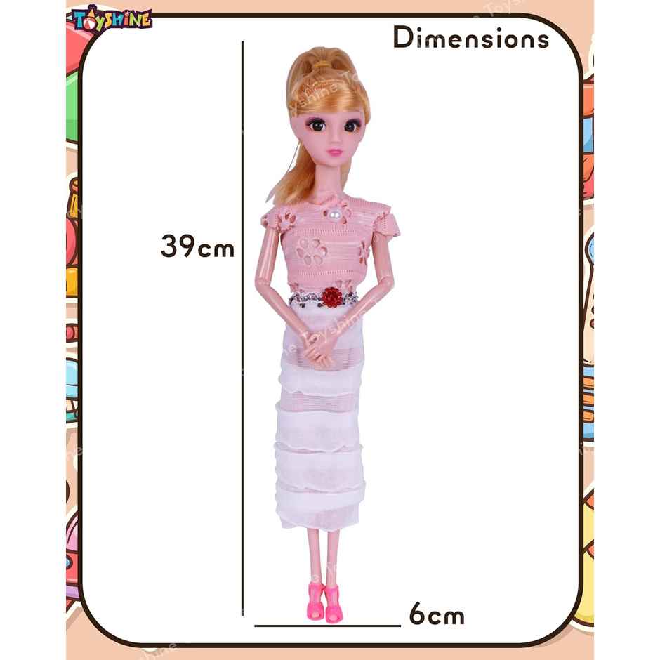 Toyshine Kally Fashion Doll with 3D Eyes | Folding Hands & Glitter Dress | Model C