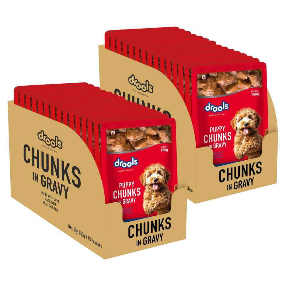 Drools Puppy Real Chicken And Chicken Liver Chunks In Gravy (150 gm x 30)