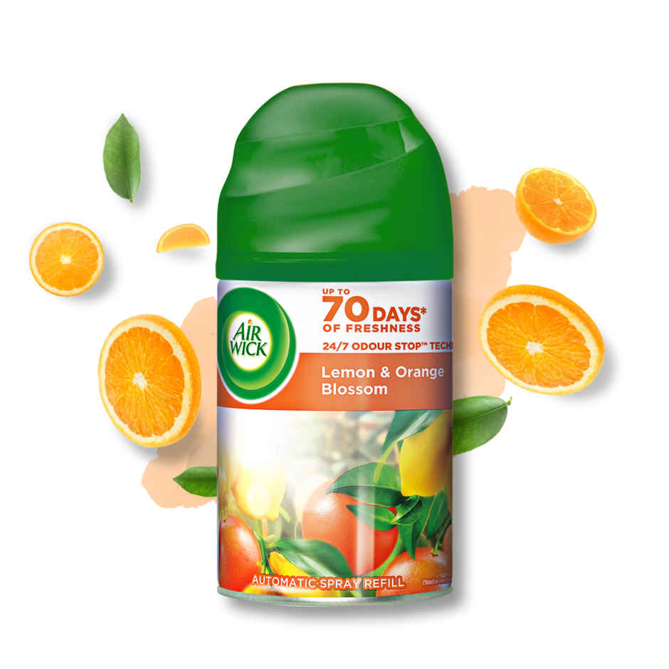 Air Wick Lemon & Orange Blossom Automatic Air Freshener & Room Freshener Refill Combo