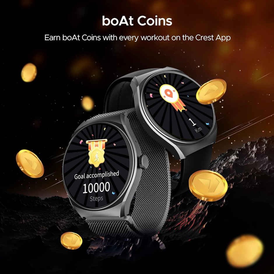 boAt Lunar Comet Smartwatch | 1.3" Display | Functional Crown | BT Calling - Active Black