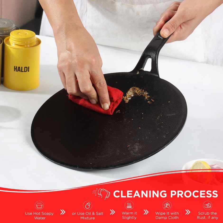 Vinod Legacy Pre-Seasoned Cast Iron Roti Tawa, 26 Cm, Induction Friendly, Black