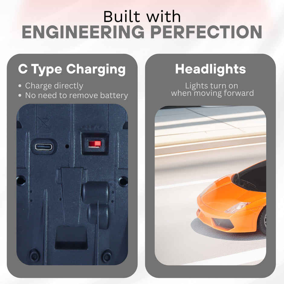 Race N Roll 1:24 Rechargeable Hi Speed Mini Remote Control Car - Lam Orange