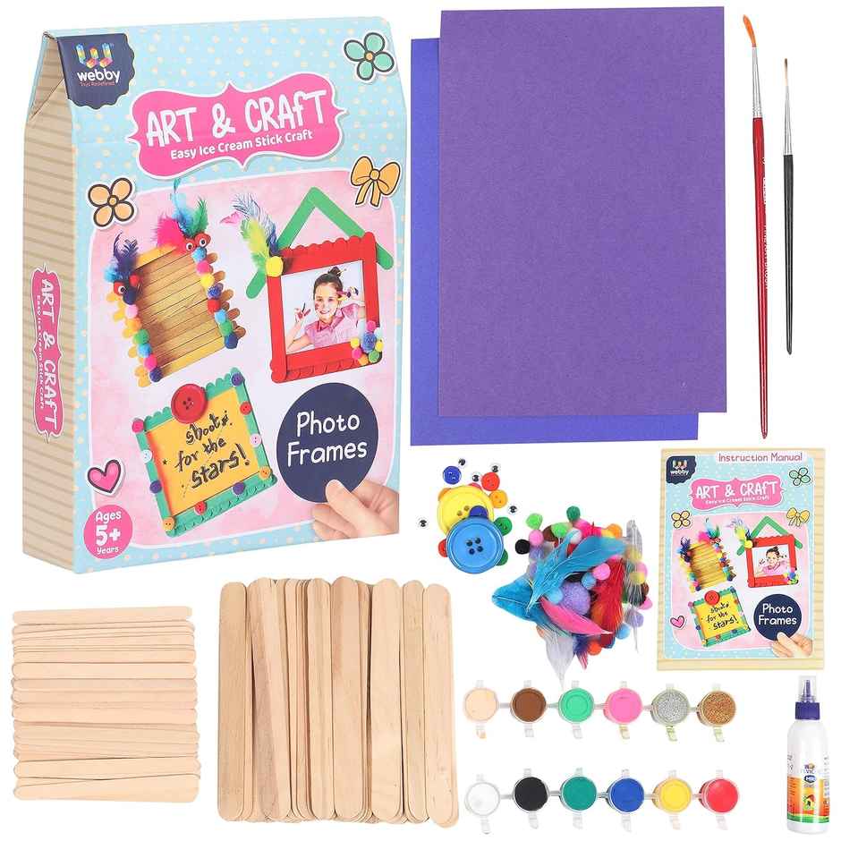 Webby DIY Art and Craft Wooden Photo Frame Build and Paint Activity Kit