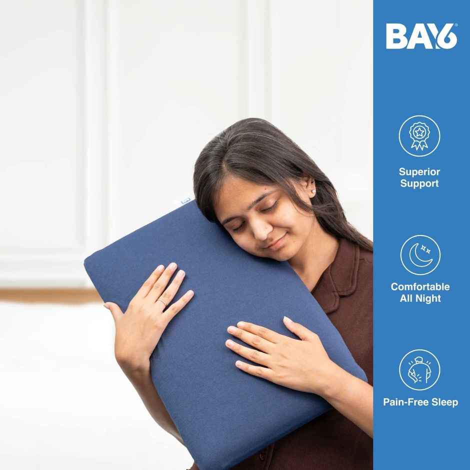 BAY6 Memory Foam Pillow For Kids - Rectangle, Soft Blue | 50 X 30 cm