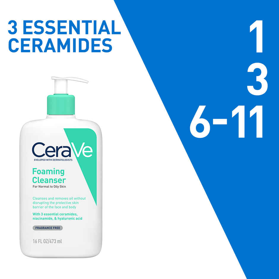 CeraVe Foaming Cleanser Face Wash For Oily Skin With Ceramides, Dermatologist Recommended