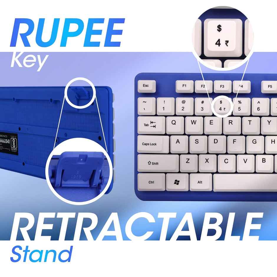 Zebronics JUDWAA 541 USB Keyboard and Mouse Set for Computers & Laptops with 1200 DPI | Blue