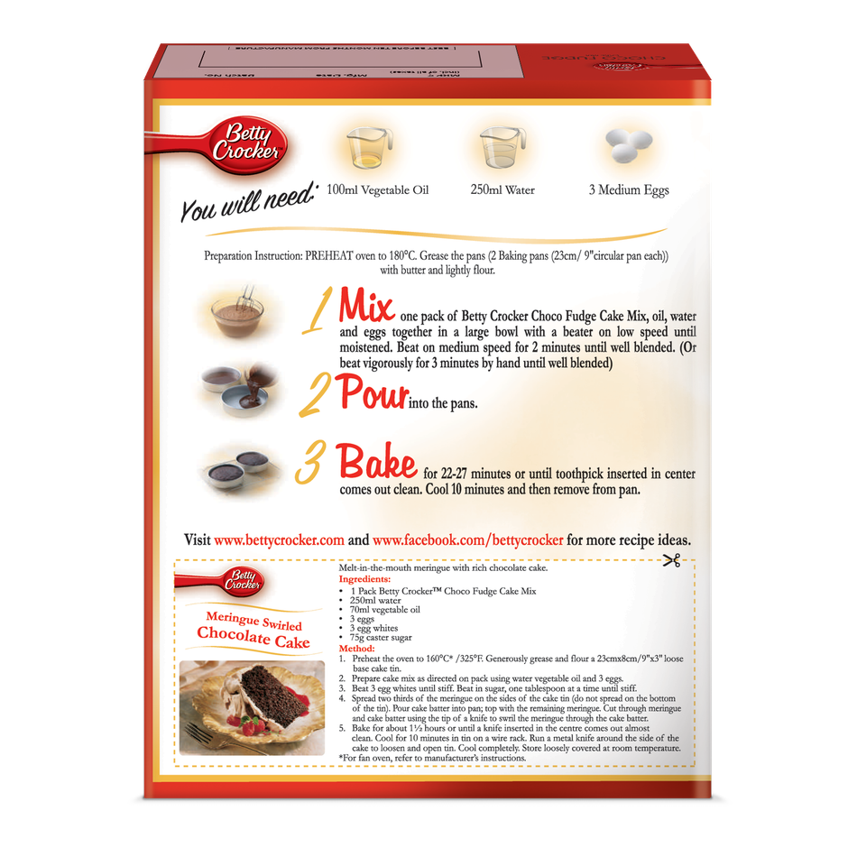 Betty Crocker Choco Fudge Instant Cake Mix Powder | Combo