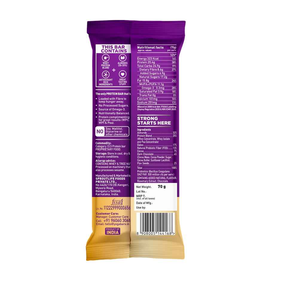 Yoga Bar 20g Protein Bar, Chocolate Baked Brownie, Multigrain Energy Bar, high Protein Bar