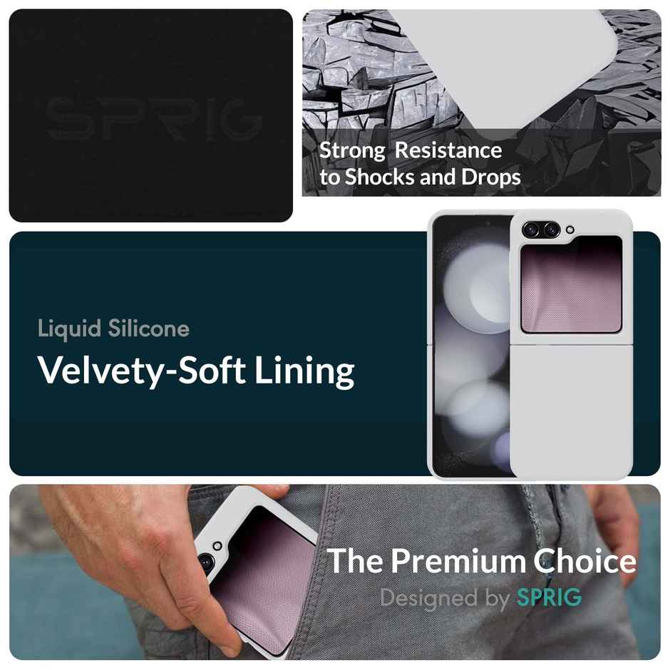 Sprig Premium Back Cover for Samsung Galaxy Z Flip 5 Phone Liquid Shock Proof | White