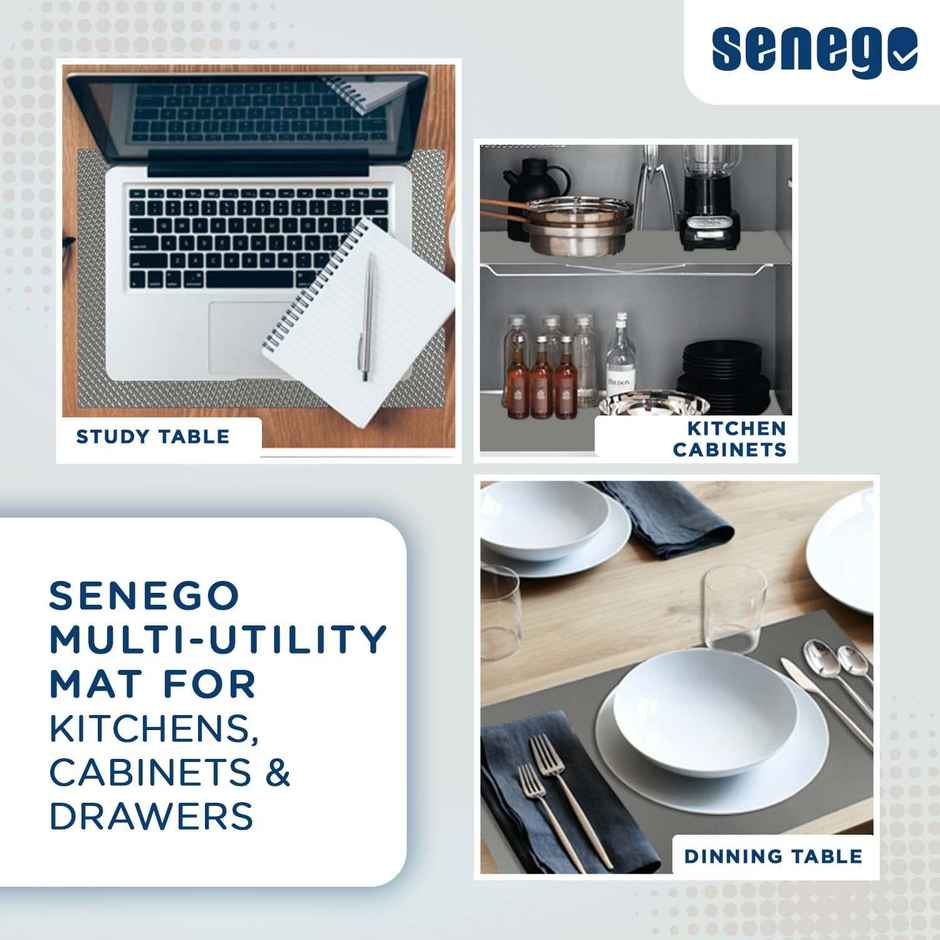 Senego Anti Slip Mat 3m, Shelf Liner Mat for Kitchen/Cupboard/Drawers/Bathroom (45 cm x 3 m), Grey