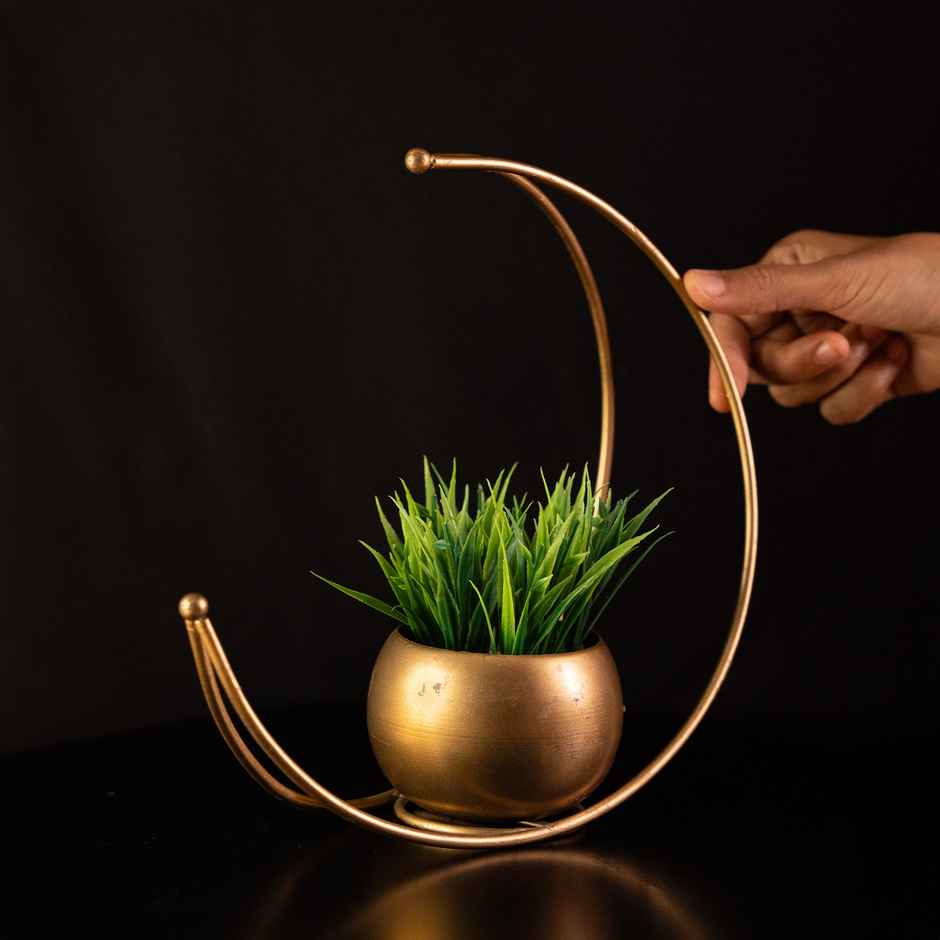 TrustBasket Moon Arch Planter | Decorative Golden Pot with Stand for Indoor Plants & Home Decor