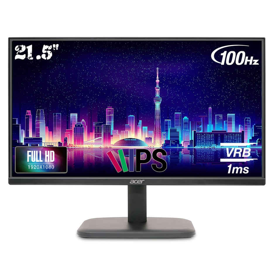 Acer EK220Q 21.5 Inch (54.61 cm) Full HD (1920x1080) Pixels VA Panel LCD Monitor with LED Back Light I 1 MS VRB, 100Hz Refresh I 250 Nits I HDMI & VGA Ports with HDMI Cable I Eye Care Features - Black