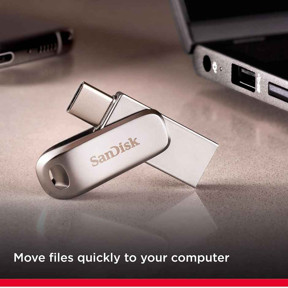 Sandisk 64Gb Ultra Dual Drive Luxe Type Usb C Flash Drive (5Y - Sdddc4-064G-I35, Silver)